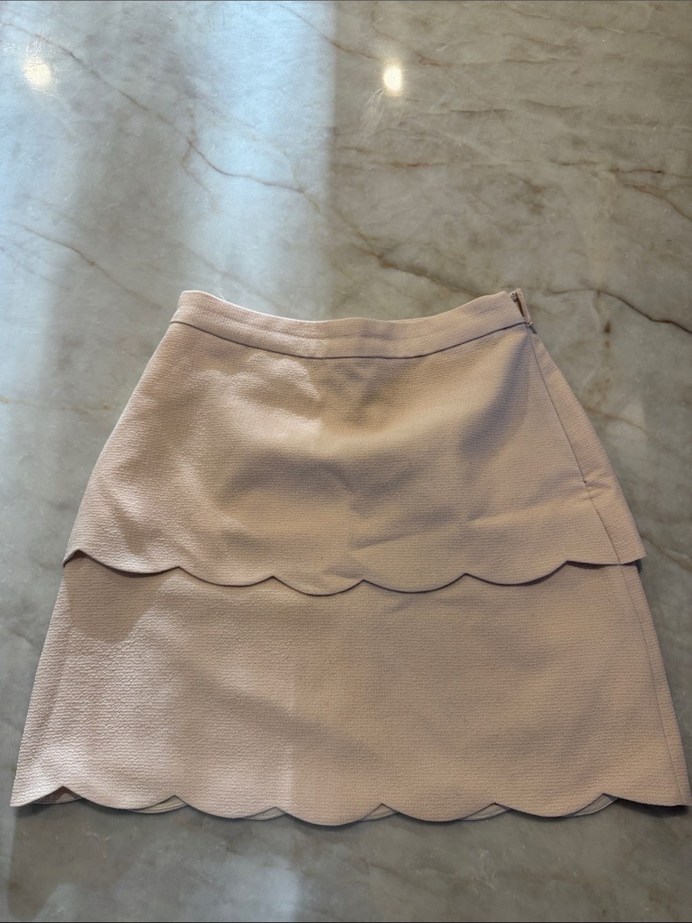 Club Monaco Scalloped Tiered Mini Skirt in Light Pink